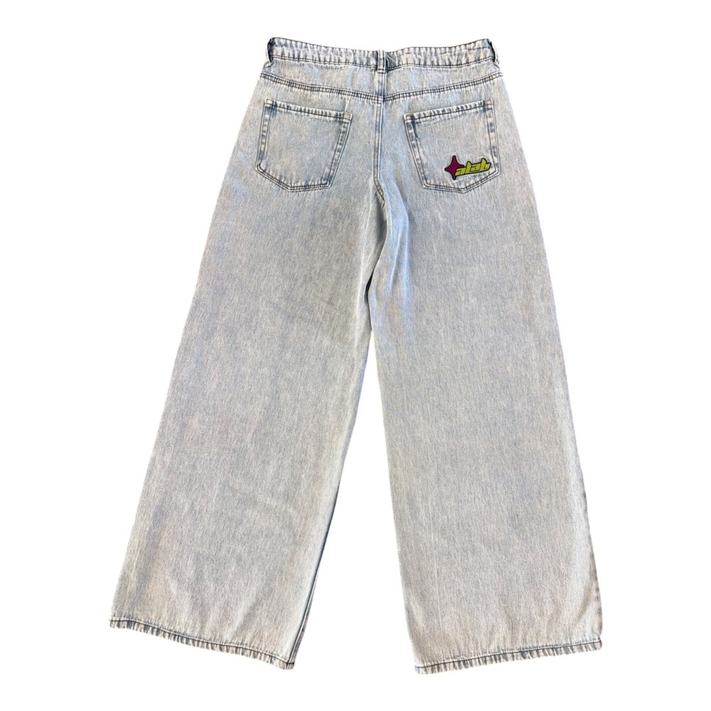 Alab Jeans Womens Sz 8 Blue Mega Wide Leg Baggy Hip Hop Skater Loose Denim Y2K
